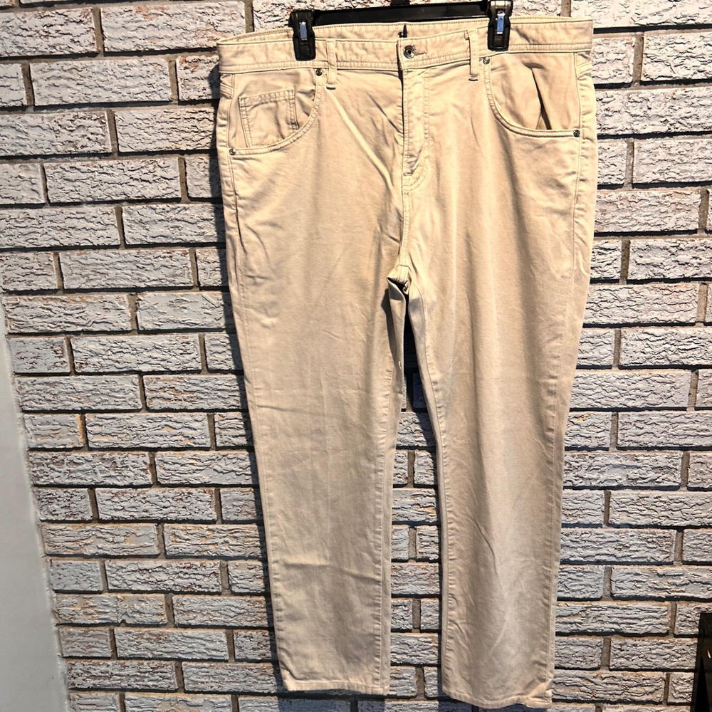 Johnnie-O Mens Khaki Tan Five Pocket Straight Leg Pants 38x32 Stretch Cotton Mix
